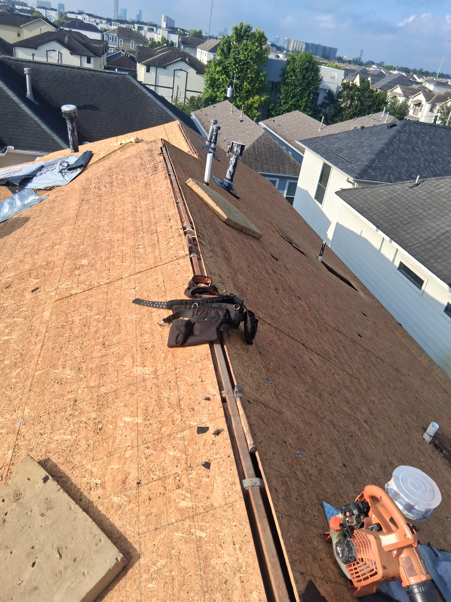 Roof demolition work in progress